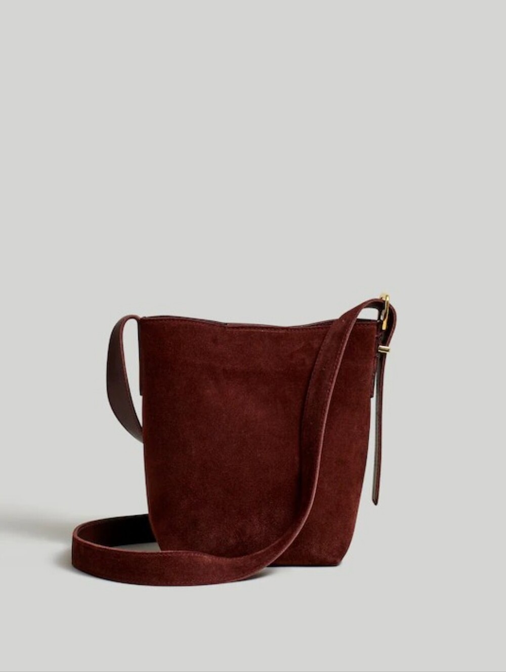 Madewell The Essential Rich Dark Brown Suede Mini Bucket Tote Chocolate Raisin